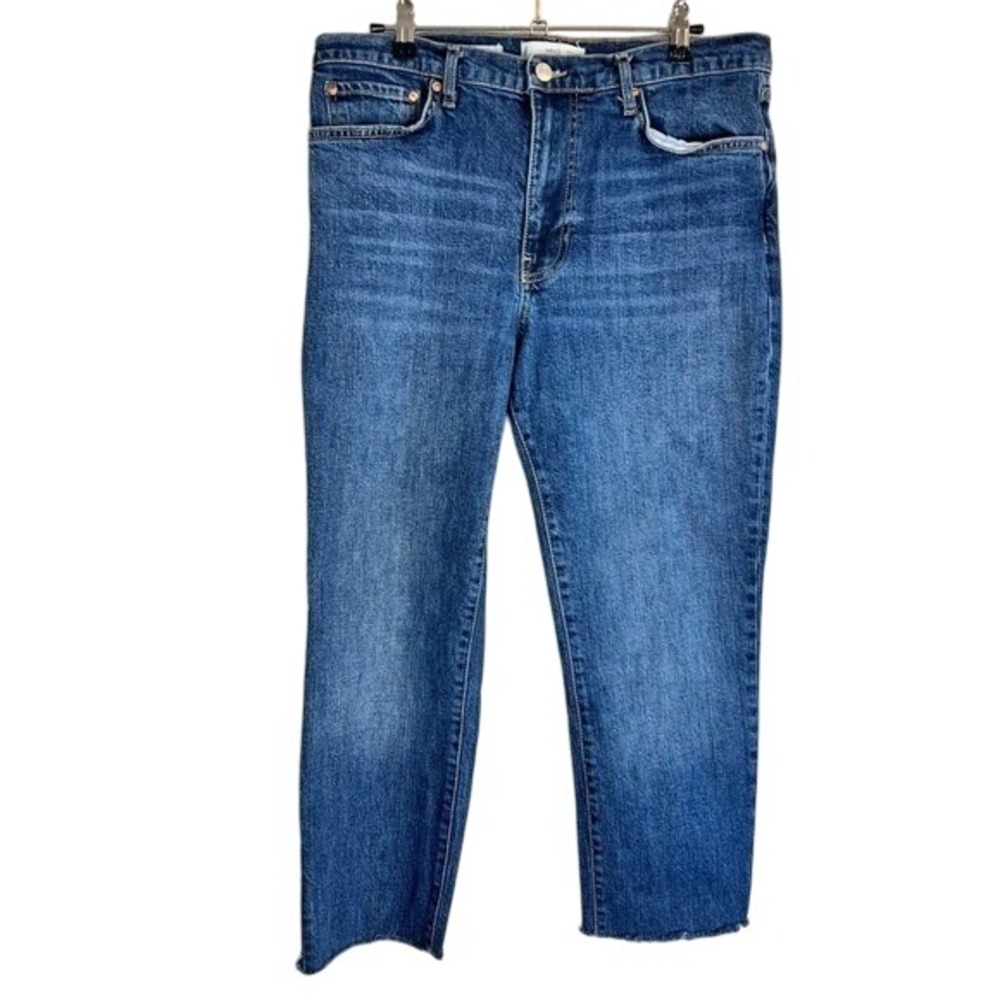 MNG Jeans Claudia Straight Leg Crop Raw Hem Medium Wash Women's Size 10